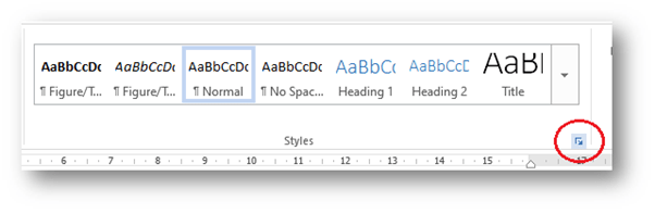 Figure 2: The Styles pane with the pop out button circled.