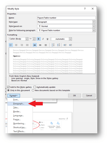 Figure 4: The Modify Style box.