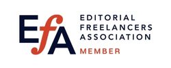 Logo of the Editorial Freelancers Association, featuring the acronym 'Efa' and the word 'Member' in a professional design.